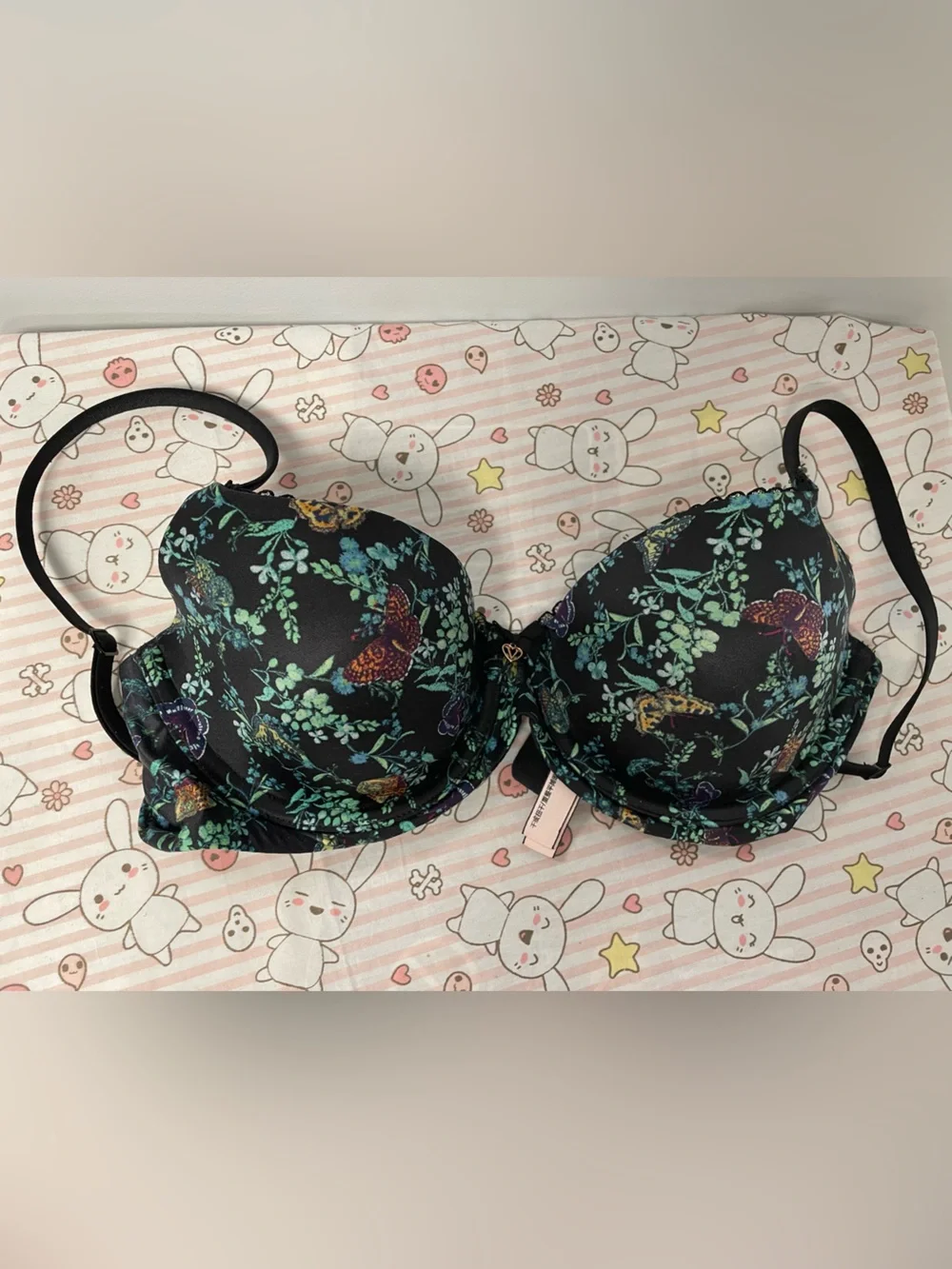 Victoria’s Secret Bra Body Lined Demi/Demi Double Butterfly Underwire Black 34C - Picture 3 of 16